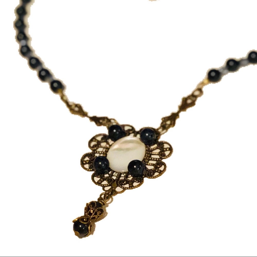 📿 Handmade Sapphire Stone Necklace with Opalite